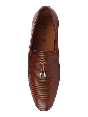 tan leatherette tassel slip ons - 16316359 - Standard Image - 4