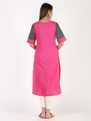 printed hem straight kurta - 16317132 - Standard Image - 4