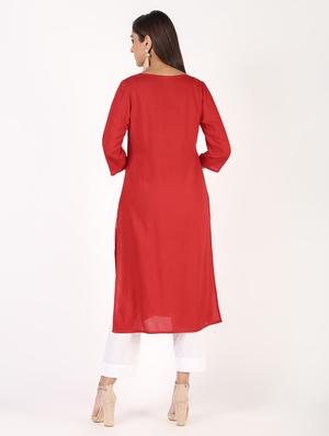 block printed straight kurta - 16317139 - Standard Image - 4