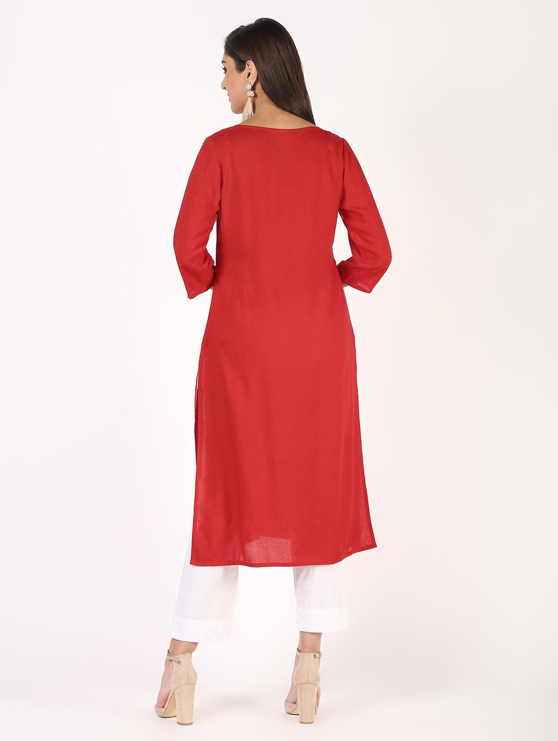 block printed straight kurta - 16317139 - Zoom Image - 4