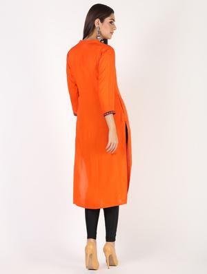 solid straight kurta - 16317143 - Standard Image - 4