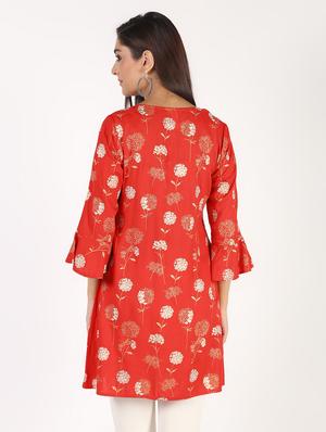 block printed a-line kurti - 16317148 - Standard Image - 4