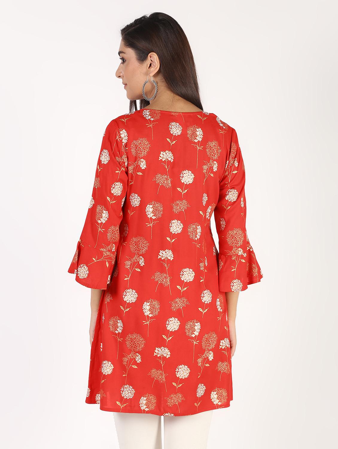 block printed a-line kurti - 16317148 - Zoom Image - 4