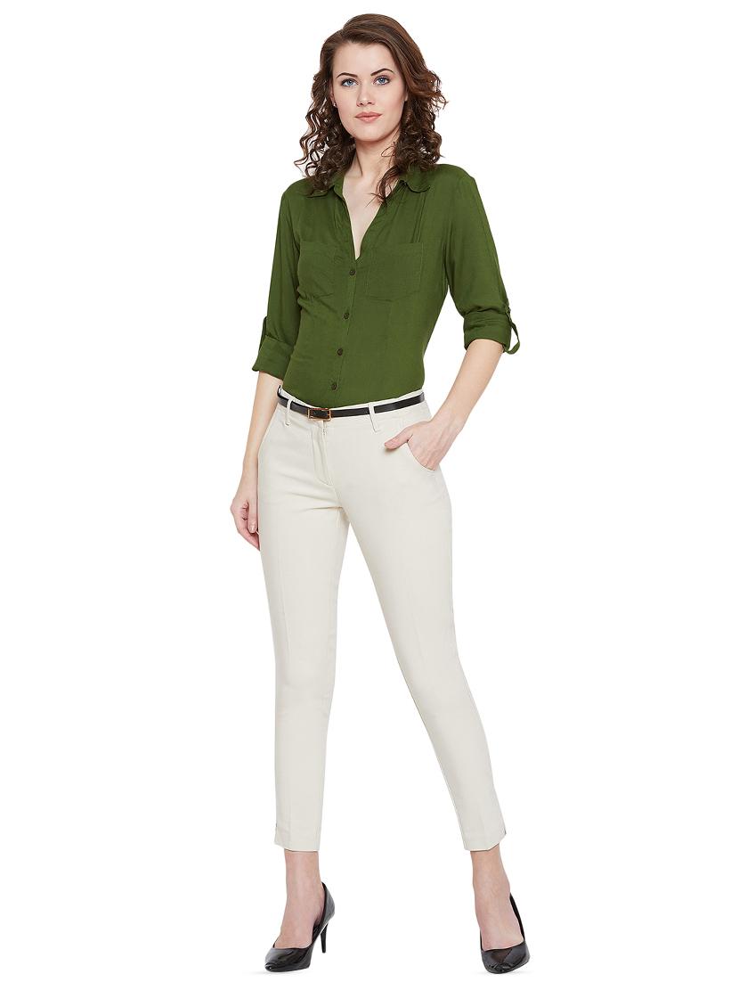 rolled up sleeved solid shirt - 16319136 - Zoom Image - 4