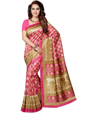 set of 2 multicolor printed saree combo with blouse - 16319635 - Standard Image - 4