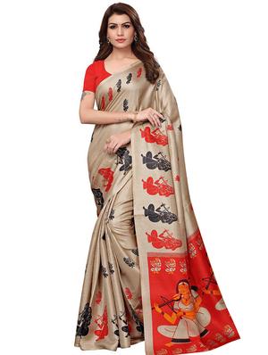 set of 2 multicolor printed saree combo with blouse - 16319637 - Standard Image - 4