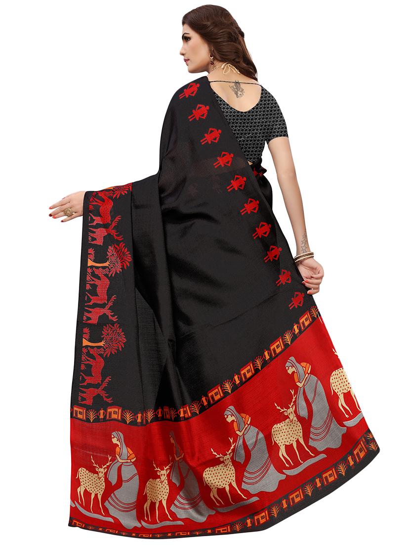 set of 2 multicolor printed saree combo with blouse - 16319641 - Zoom Image - 4