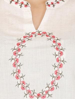 bell sleeves embroidered straight kurti - 16319799 - Standard Image - 4