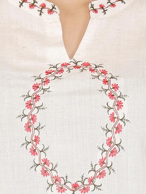 bell sleeves embroidered straight kurti - 16319799 - Zoom Image - 4