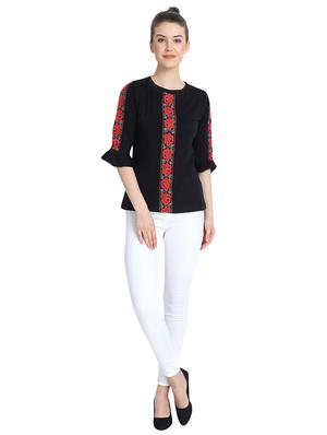 ruffle detail floral embroidered top - 16322716 - Standard Image - 4