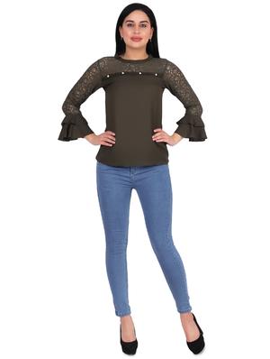 lace detail flute sleeved top - 16322763 - Standard Image - 4