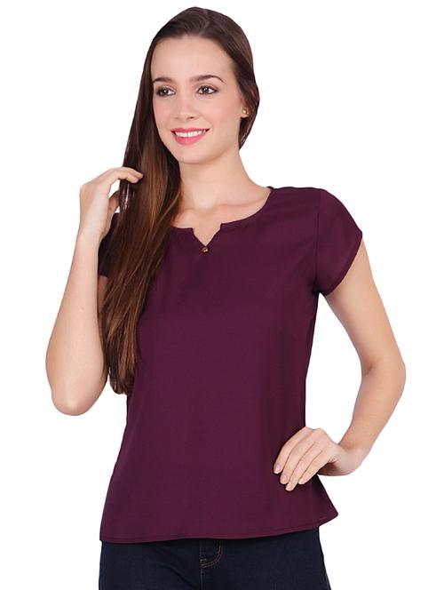 notch neck cap sleeved top - 16322779 - Standard Image - 1