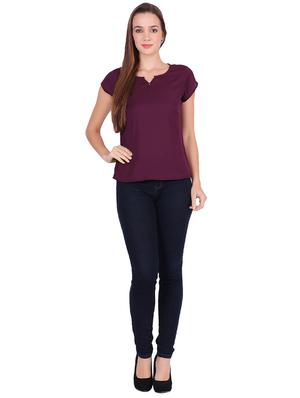 notch neck cap sleeved top - 16322779 - Standard Image - 4