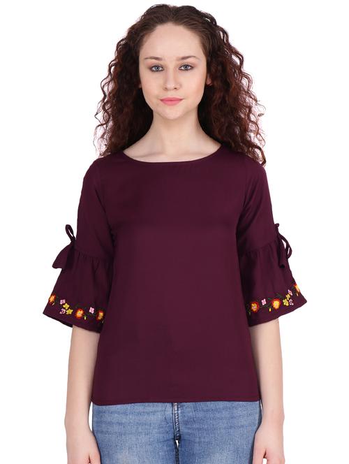 tie knot detail bell sleeved top - 16322800 - Standard Image - 1