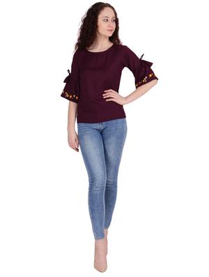 tie knot detail bell sleeved top - 16322800 - Standard Image - 4