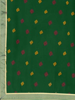 striped border bandhani saree with blouse - 16323246 - Standard Image - 4