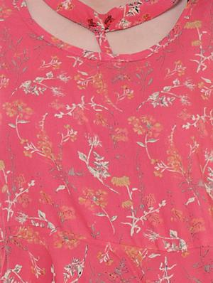 choker neck floral a-line dress - 16323279 - Standard Image - 4