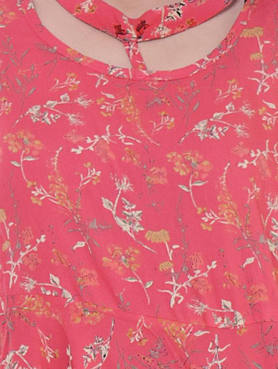 choker neck floral a-line dress - 16323279 - Zoom Image - 4