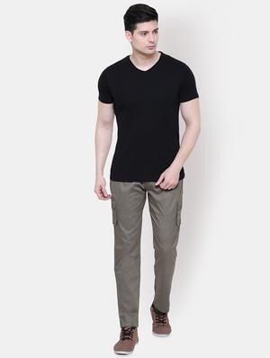 brown solid cargo trousers - 16324406 - Standard Image - 4