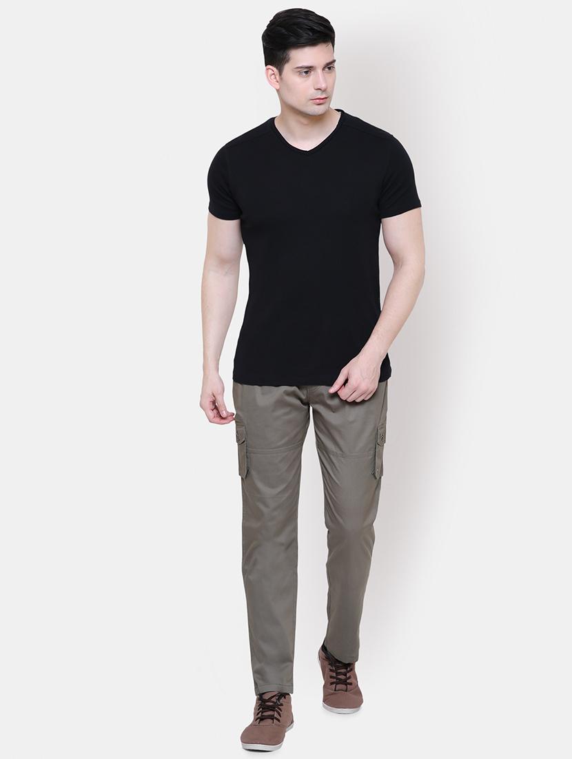 brown solid cargo trousers - 16324406 - Zoom Image - 4