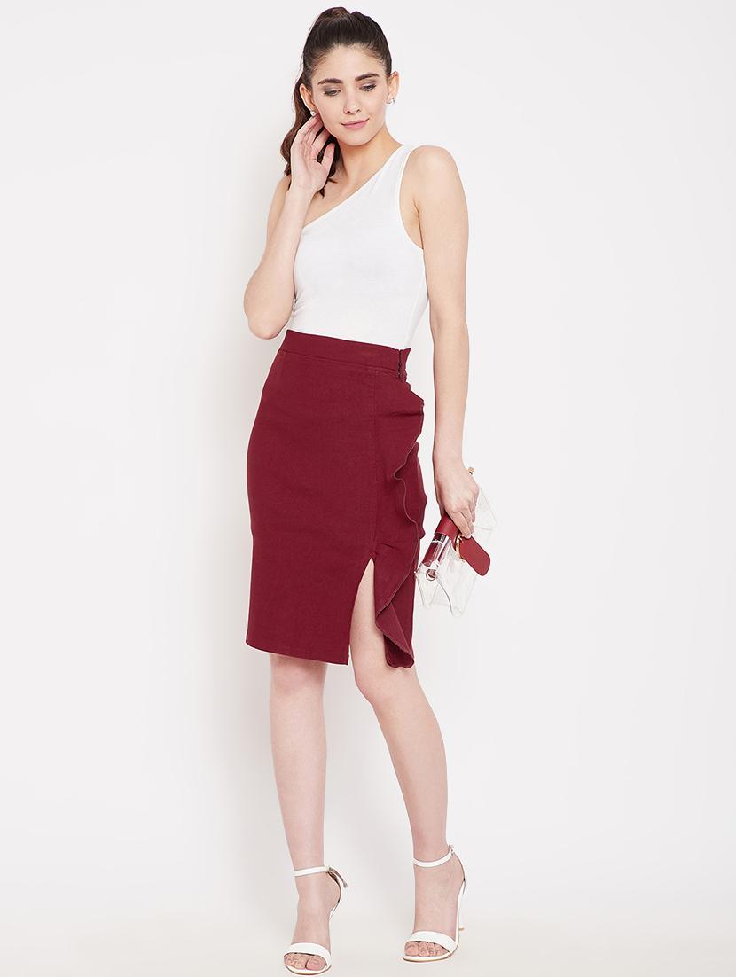 front slit ruffle detail skirt - 16324506 - Zoom Image - 4
