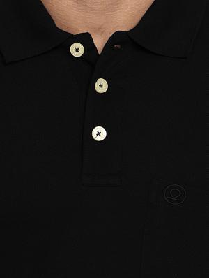 black solid polo tshirt - 16325286 - Standard Image - 4