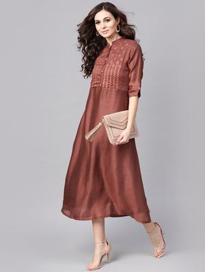 embroidered a-line ethnic dress - 16327484 - Standard Image - 4