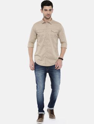 beige printed casual shirt - 16327748 - Standard Image - 4