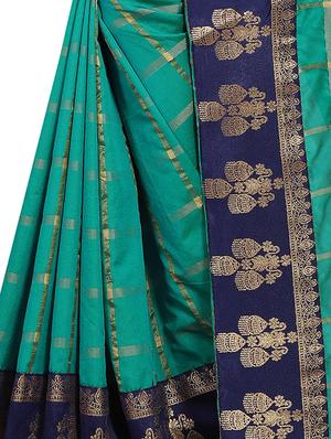 checkered zari motif woven saree with blouse - 16329052 - Standard Image - 4