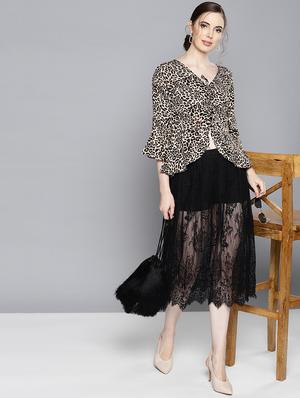 animal print tie front top - 16329100 - Standard Image - 4