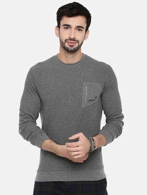 grey solid sweatshirt - 16329621 - Standard Image - 1