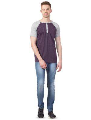 purple color block raglan t-shirt - 16330726 - Standard Image - 4
