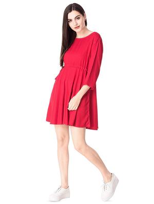 drawstring solid a-line dress - 16330747 - Standard Image - 4