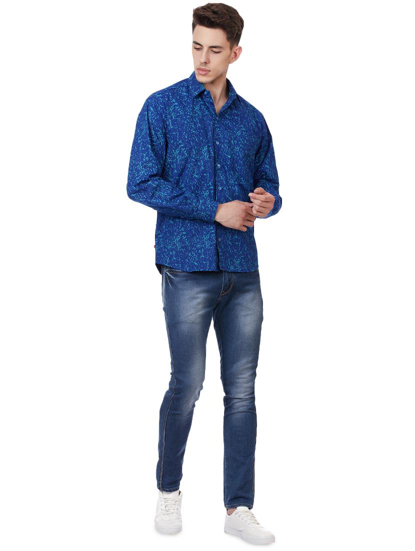 blue cotton casual shirt - 16331049 - Zoom Image - 4