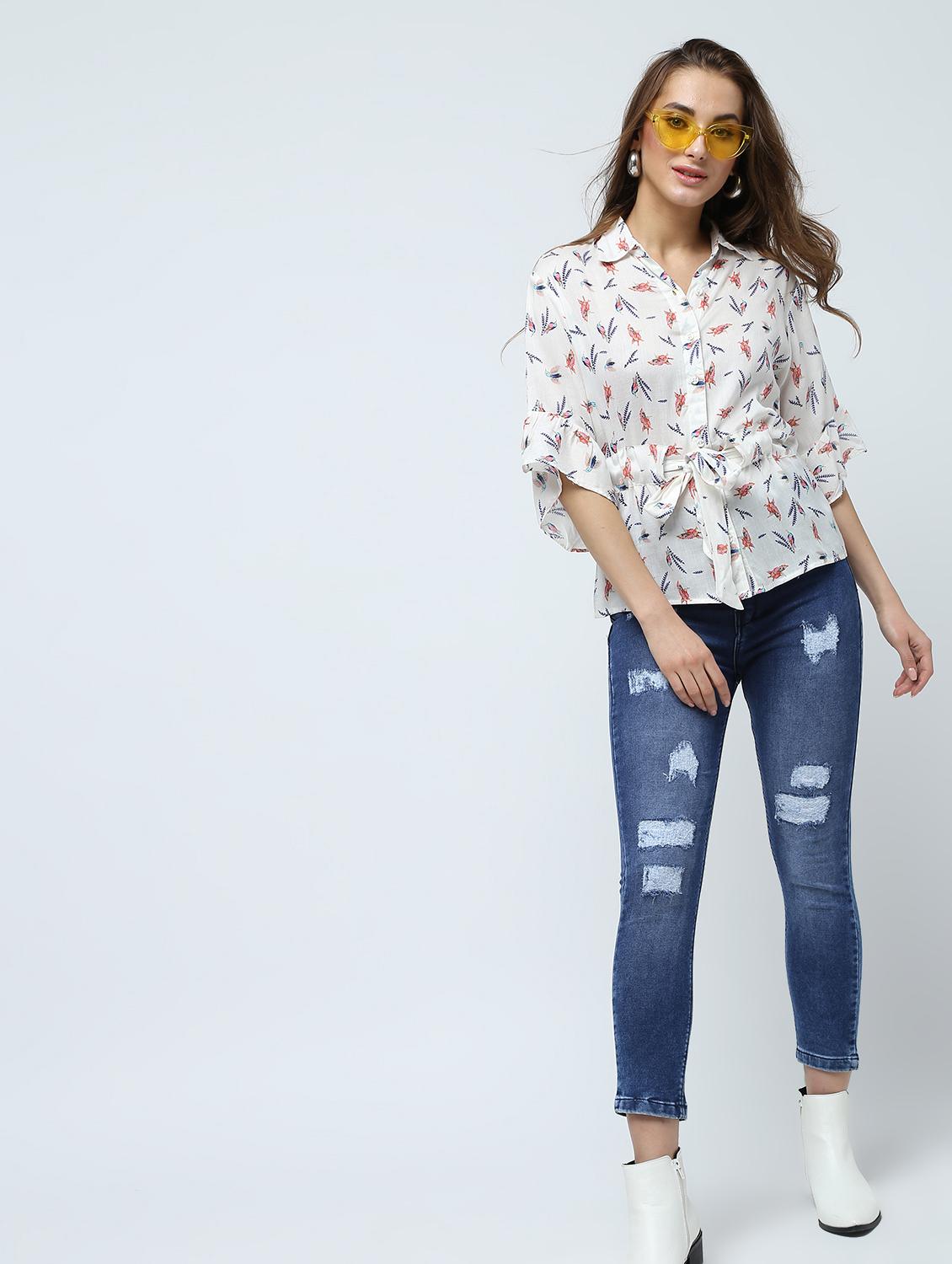 high rise distressed jeans - 16332357 - Zoom Image - 4