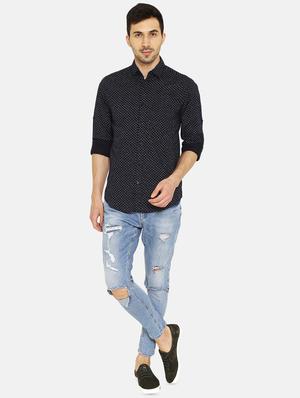navy blue printed casual shirt - 16332389 - Standard Image - 4