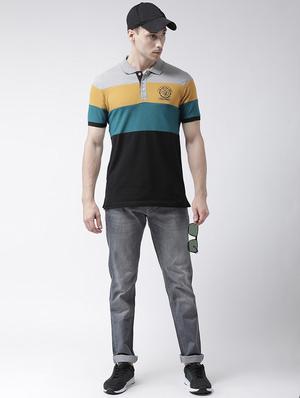 black color block polo t-shirt - 16332601 - Standard Image - 4
