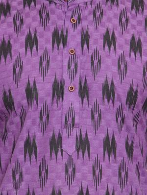 purple khadi cotton kurta pyjama set - 16332685 - Standard Image - 4