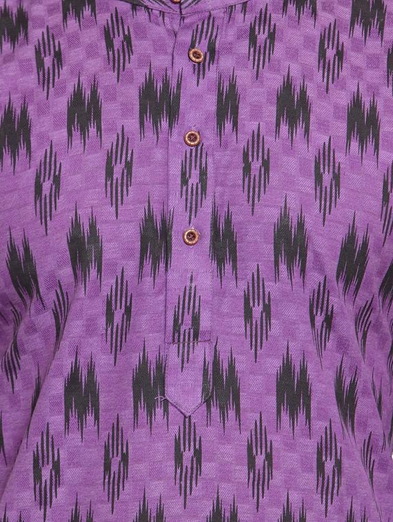 purple khadi cotton kurta pyjama set - 16332685 - Zoom Image - 4