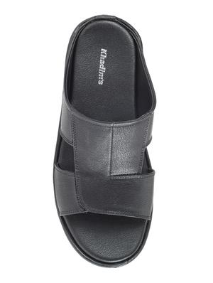 black leatherette slip on sandals - 16334032 - Standard Image - 4