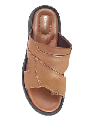 tan leatherette slip on sandals - 16334039 - Standard Image - 4