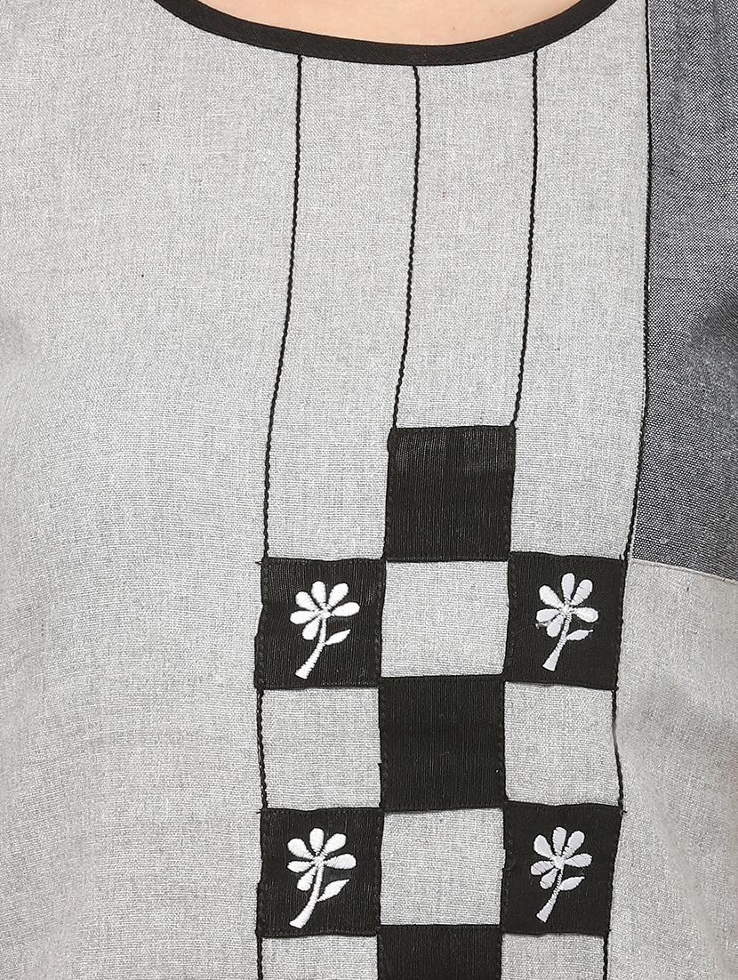 checkered straight kurta - 16334911 - Zoom Image - 4
