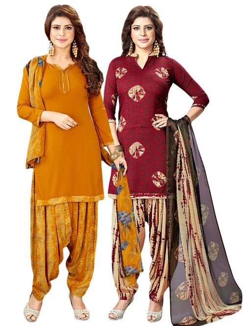 set of 2 printed unstitched suit combo - 16335216 - Standard Image - 1