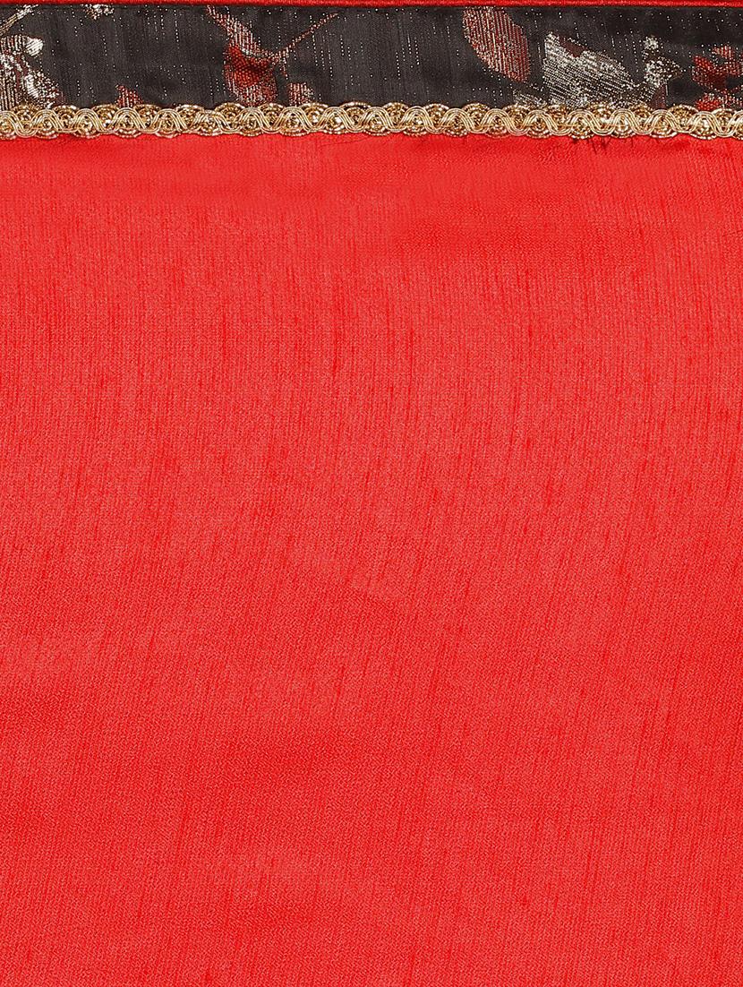solid ruffle border saree with blouse - 16336420 - Zoom Image - 4