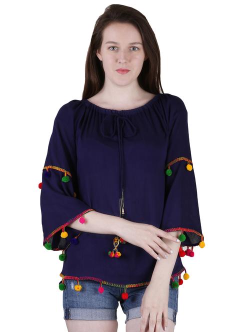 off shoulder pom-pom detail top - 16336717 - Standard Image - 1