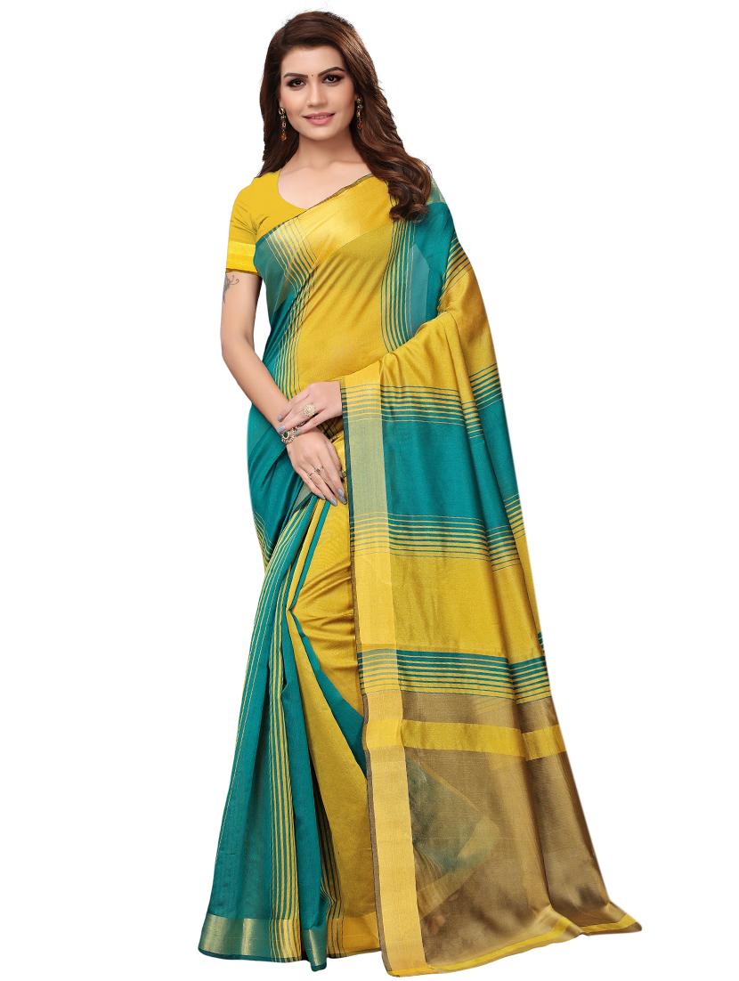 multicolor set of 2 printed saree combo with blouse - 16337000 - Zoom Image - 4