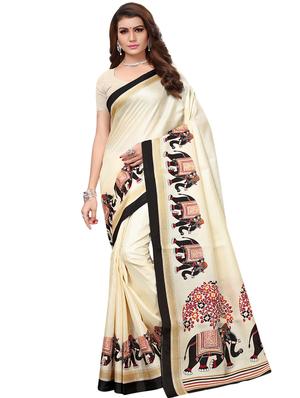 multicolor set of 2 printed saree combo with blouse - 16337004 - Standard Image - 4