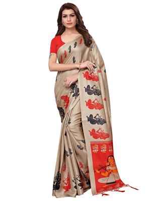 multicolor set of 2 printed saree combo with blouse - 16337005 - Standard Image - 4