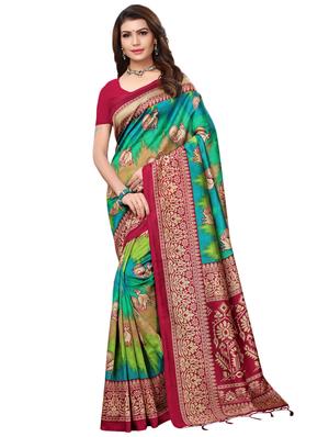 multicolor set of 2 printed saree combo with blouse - 16337007 - Standard Image - 4