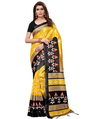multicolor set of 2 printed saree combo with blouse - 16337015 - Standard Image - 4